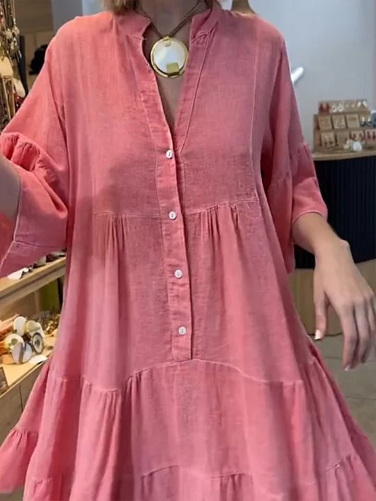Damen Hemdblusenkleid mit Rüschendetails Norvielle