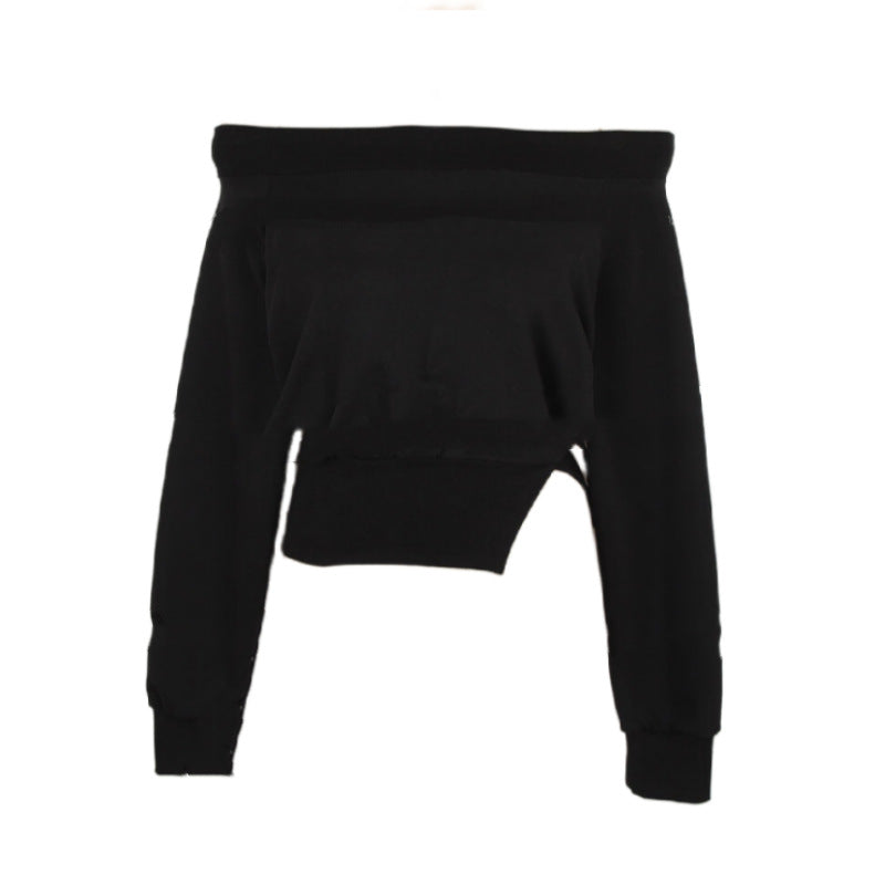 Damen Cropped Sweatshirt Asymmetrischer Saum Norvielle Grau