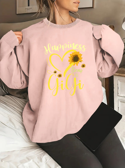 Damen Sweatshirt Voluminöse Ärmel Fröhliches Motiv Norvielle