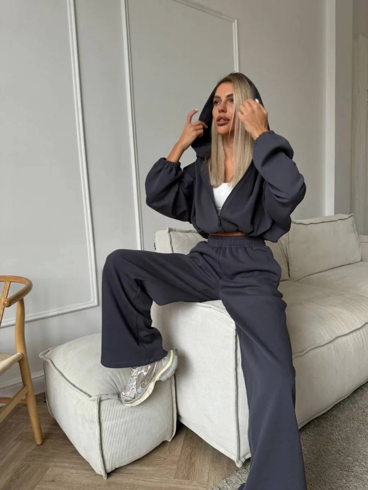 Damen Sportliches Set Kapuze Weite Hose Norvielle