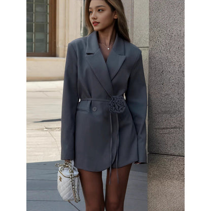 Damen Blazer Kleid Tailliert Blumenmuster