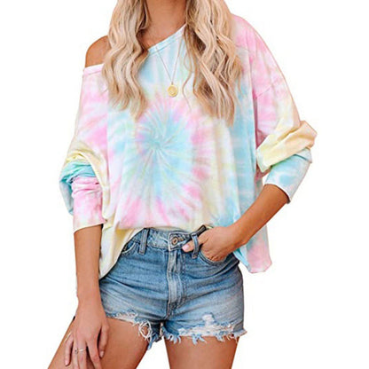 Damen Batikbluse Lockere Asymmetrisch Norvielle