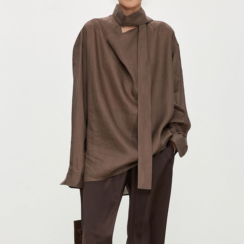 Damen Schulterfreie Bluse Raffinierter Kragen Norvielle