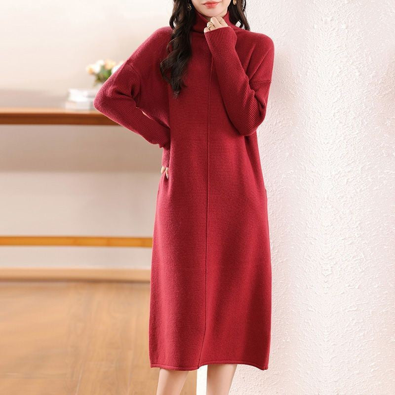 Damen Strickkleid Hochhalter Lässig Norvielle