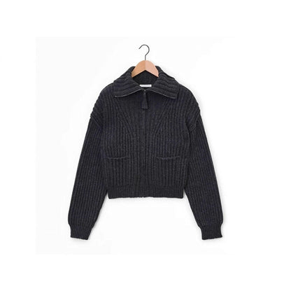 Damen Grobstrickpullover Hochkragen Mit Taschen Norvielle