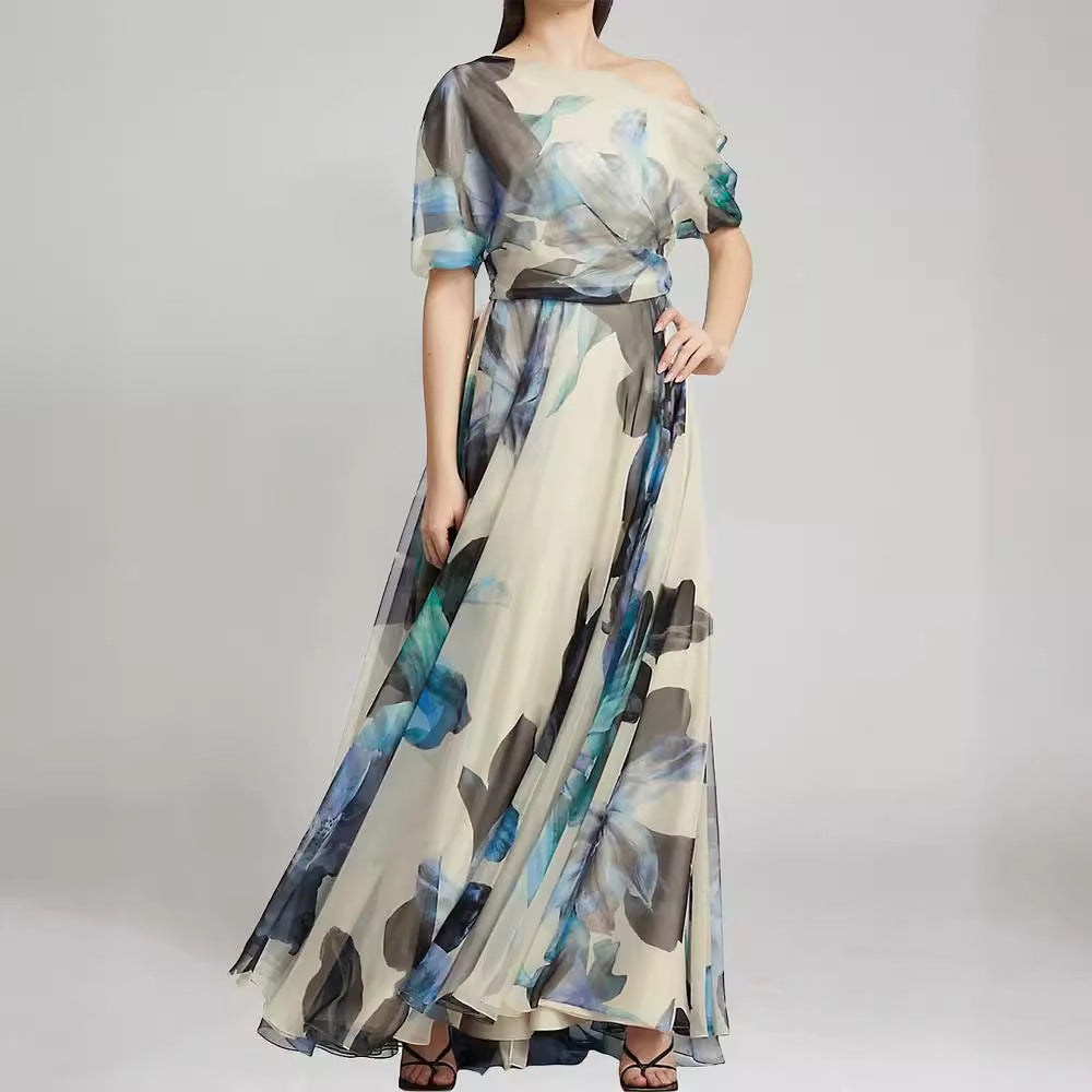 Damen Maxikleid Leichtes Chiffon Florales Muster - Norvielle