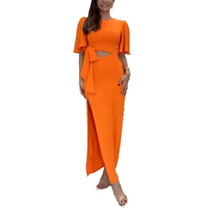 Damen Maxikleid Elegant Schlitz Fließendes Oberteil Norvielle