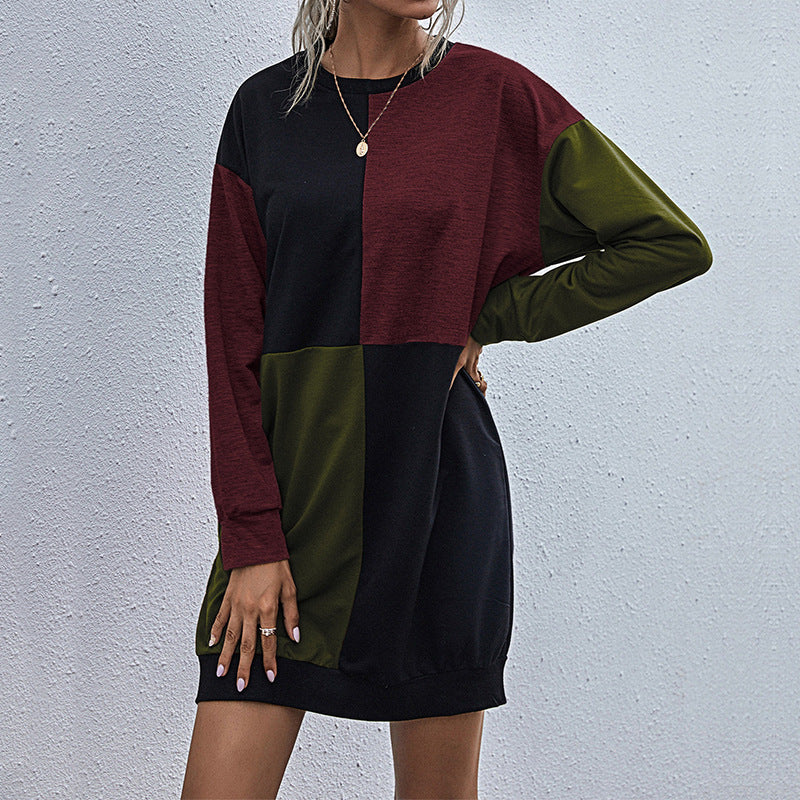 Damen Oversized Kleid Farbblockdesign Norvielle