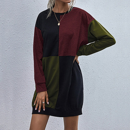 Damen Oversized Kleid Farbblockdesign Norvielle