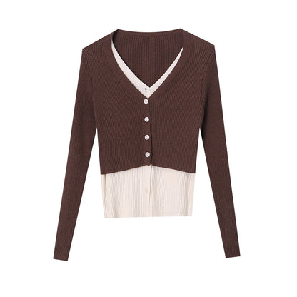Damen Strickcardigan mit Knöpfen Elegantes Design Beige