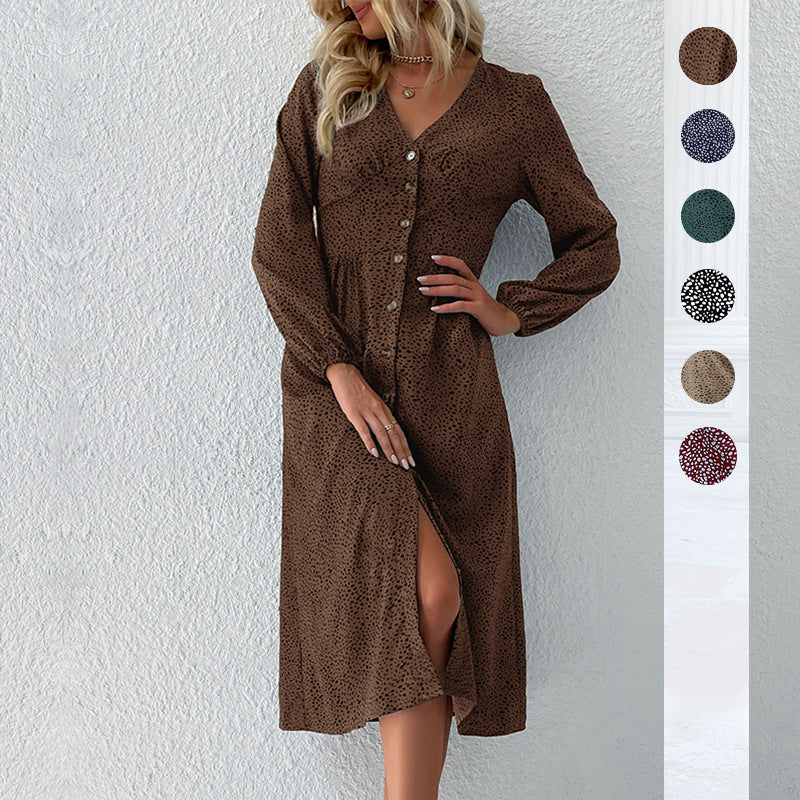 Damen Hemdblusenkleid Knielang mit Knopfverschluss Blumenmuster - Norvielle