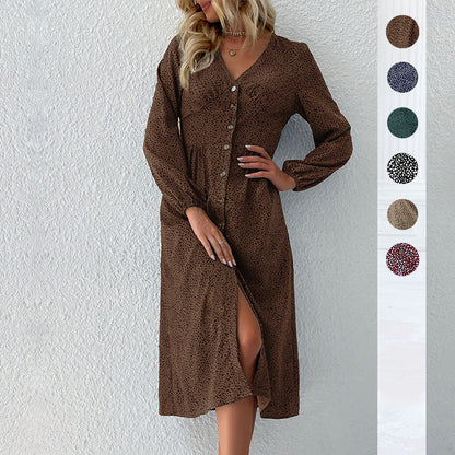 Damen Hemdblusenkleid Knielang mit Knopfverschluss Blumenmuster - Norvielle