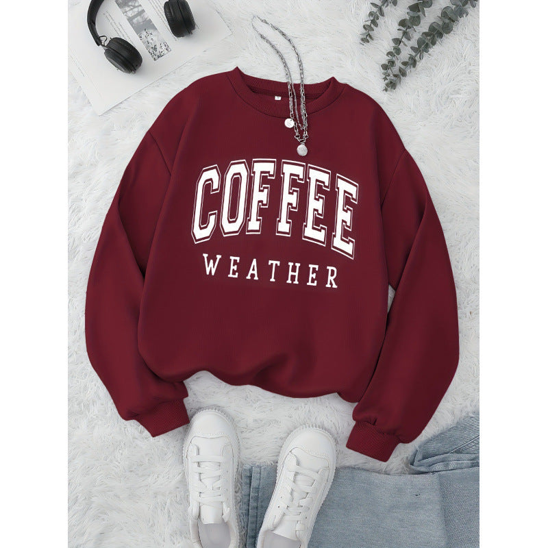 Damen Sweatshirt Coffee Weather Aufdruck Norvielle