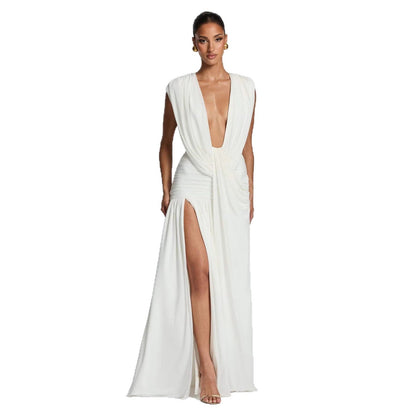 Damen Wickelkleid V-Ausschnitt Geraffter Rock Norvielle