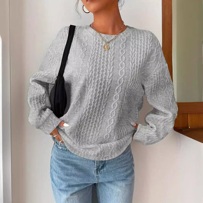 Damen Strickpullover Strukturierter Look Lässig Beige