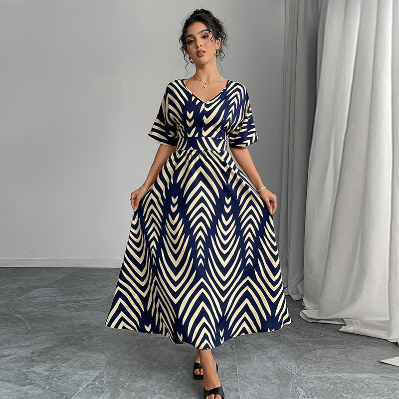 Damen Maxikleid V-Ausschnitt Geometrisches Muster Norvielle - Norvielle