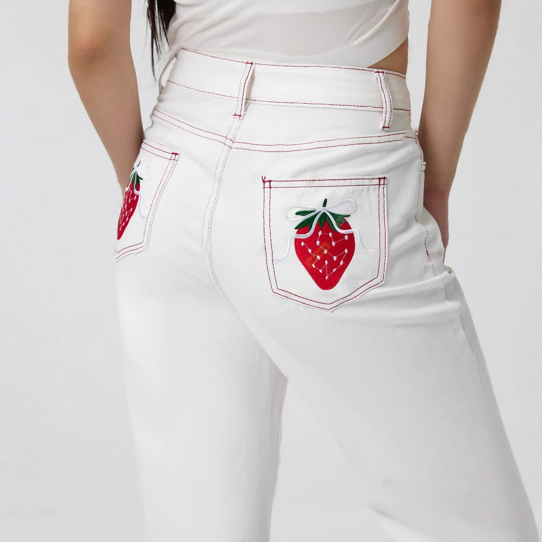Damen Jeans mit Stickereien Blumenmuster Norvielle