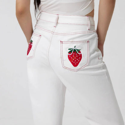 Damen Jeans mit Stickereien Blumenmuster Norvielle