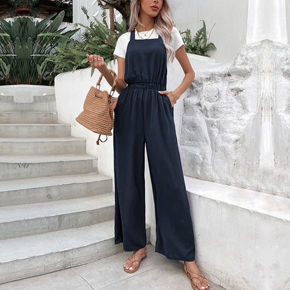 Damen Jumpsuit Weit Schnitt Elastischer Bund Norvielle - Norvielle