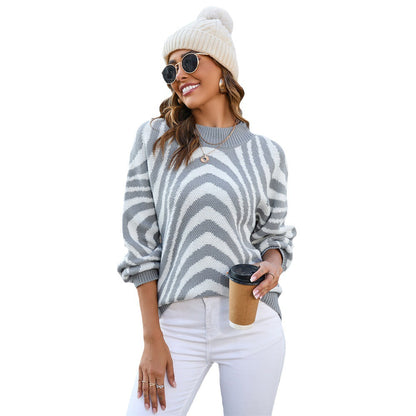 Damen Pullover Wellenmuster Norvielle