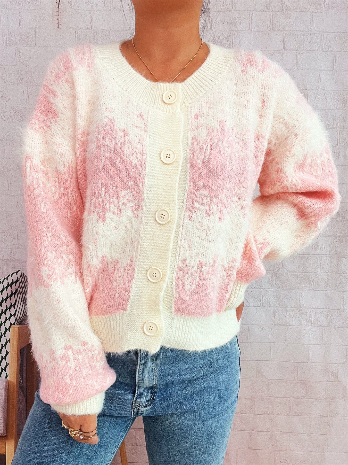 Damen Strickjacke Farbenfrohes Muster Norvielle