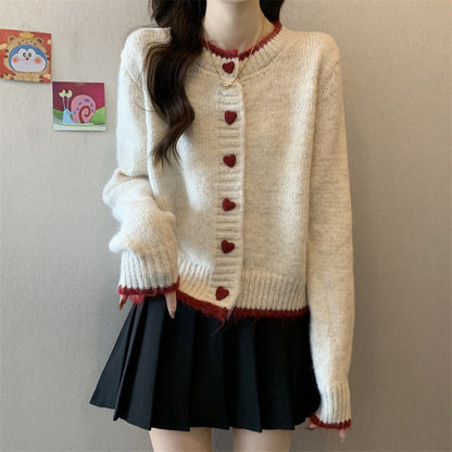 Damen Strickjacke Herzknöpfe Norvielle