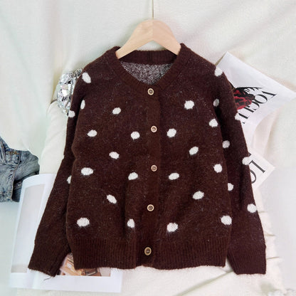 Damen Strickjacke Kuschelig Punkte Norvielle