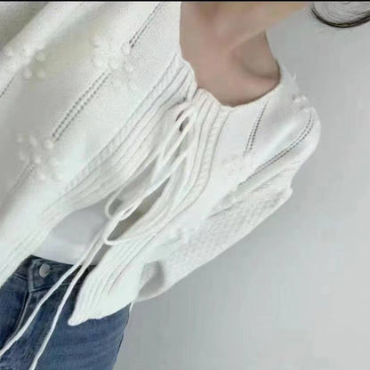 Damen Pullover Dekoratives Muster Strukturiert Beige