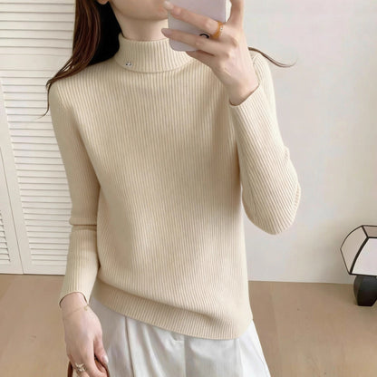Damen Rippenpullover Stehkragen Norvielle