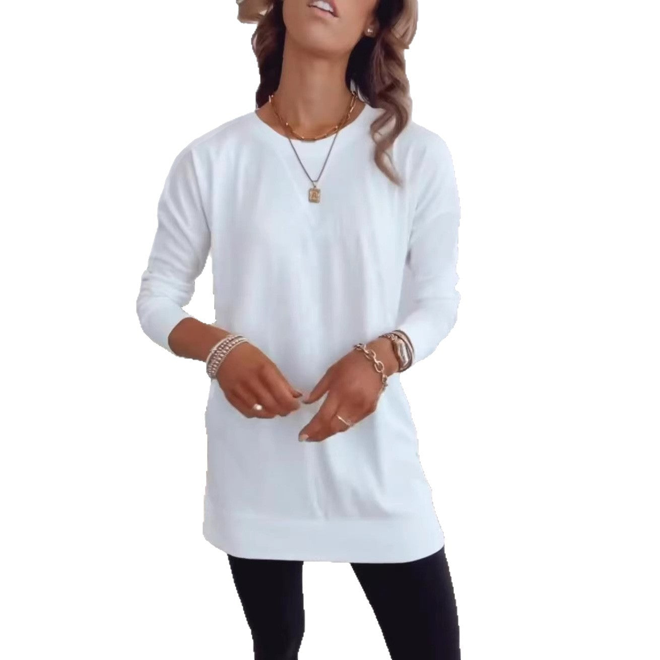 Damen Longsleeve-Oberteil Baumwolle Lässig