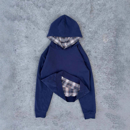 Damen Kapuzenpullover Karomuster Bequem