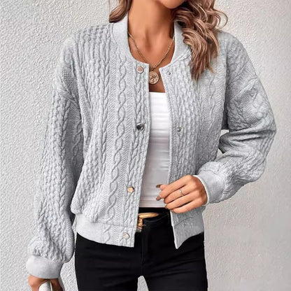 Damen Strickjacke Zopfmuster Strick Norvielle Beige