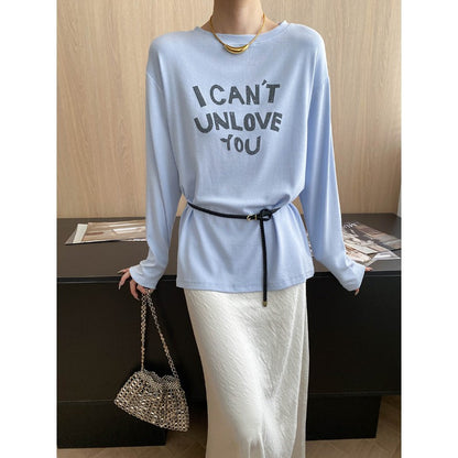 Damen Langarmshirt Lässiger Schnitt Mit Schriftzug Norvielle