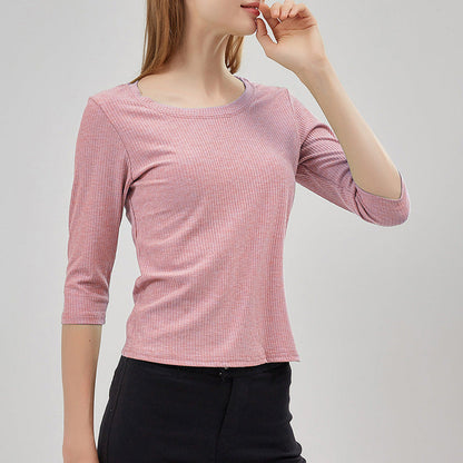 Damen Pullover Rippstoff 3/4 Ärmel Beige - Norvielle