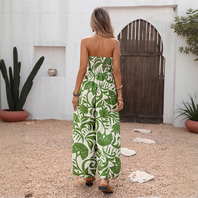 Damen Maxi-Kleid Rüschen-Design Bindedetail Norvielle