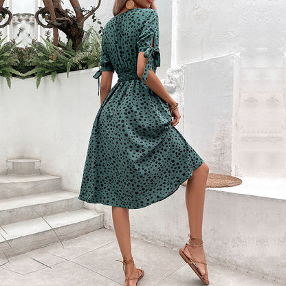 Damen Midi-Kleid Smock-Design Rüschen Blume Norvielle