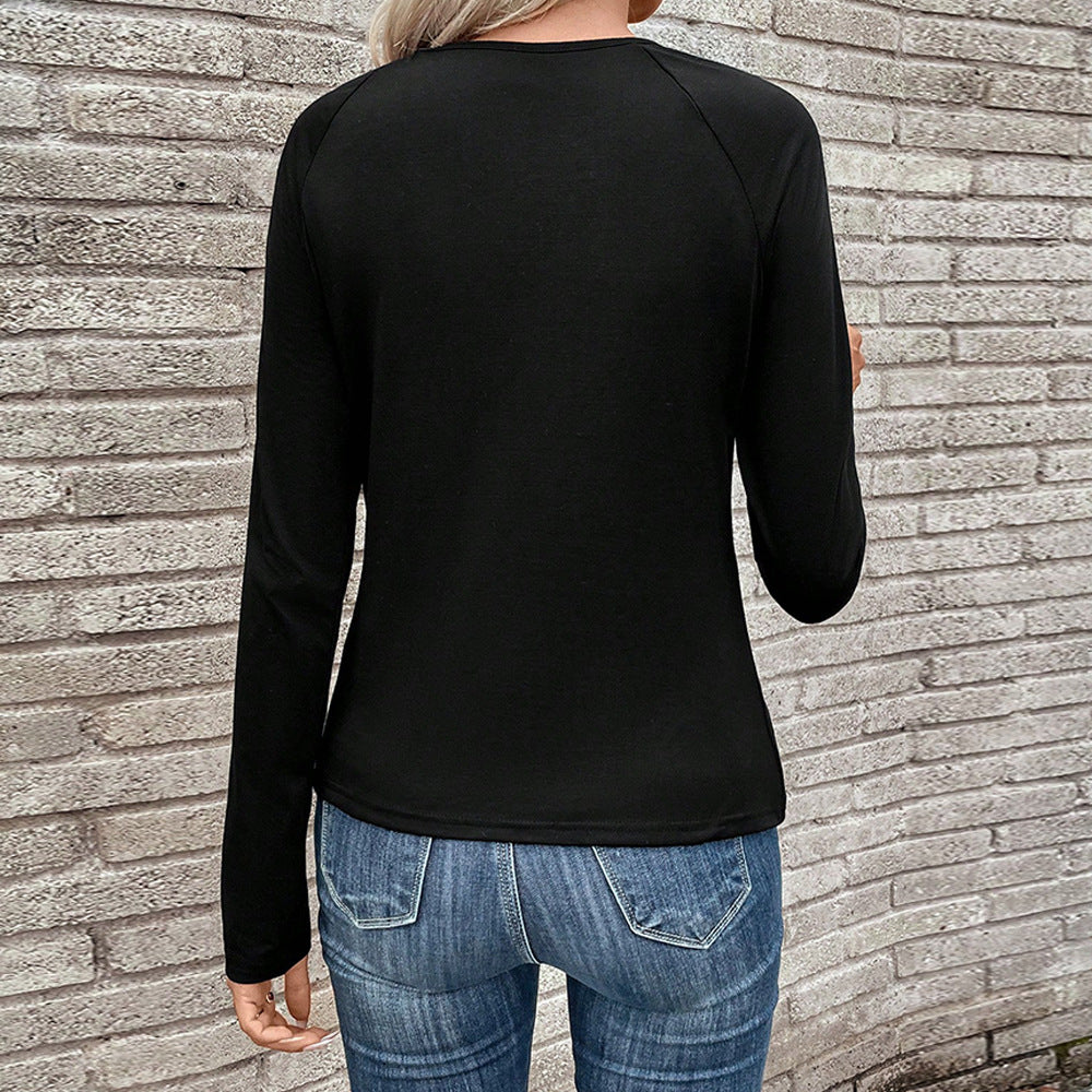 Damen Oberteil V-Ausschnitt Norvielle Elegantes Knotendesign