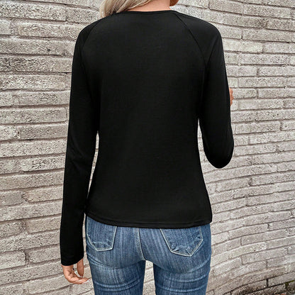 Damen Oberteil V-Ausschnitt Norvielle Elegantes Knotendesign