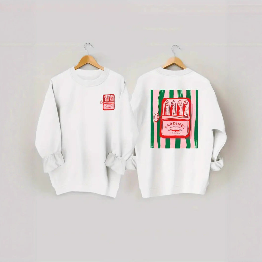 Damen Sweatshirt Sardinen-Grafik Lässig Norvielle - Norvielle