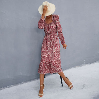 Damen Maxikleid Rüschendetails Floralmuster Norvielle