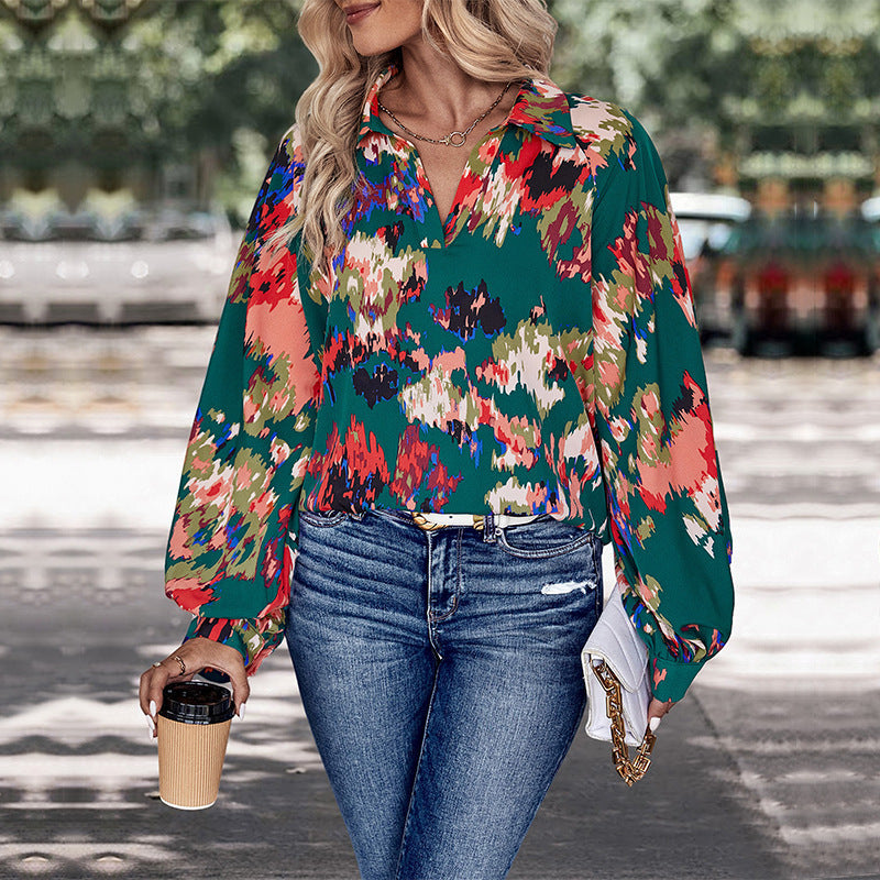 Damen Bluse Florales Muster Lässiger Schnitt Norvielle - Norvielle