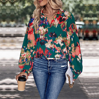 Damen Bluse Florales Muster Lässiger Schnitt Norvielle - Norvielle