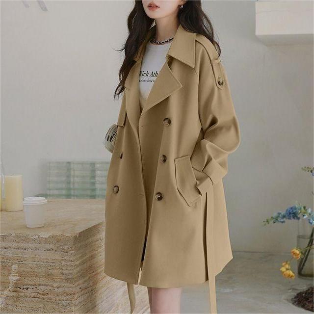 Damen Trenchcoat mit Gürtel und Knöpfen