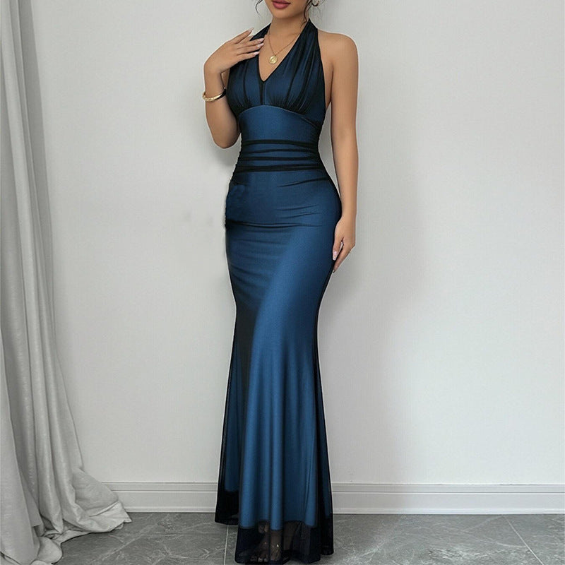 Damen Abendkleid V-Ausschnitt Raffung Norvielle