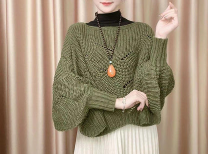 Damen Strickpullover Luftiger Look Lochmuster Norvielle