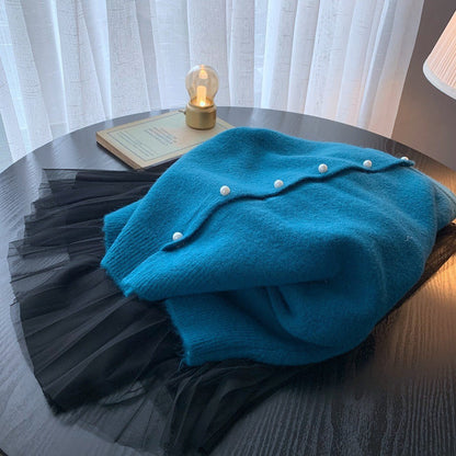 Damen Strickjacke Edle Perlenknöpfe Modern