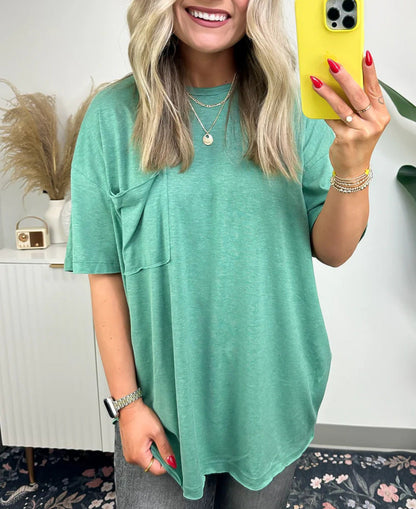 Damen Oversized T-Shirt mit Tasche aus Baumwolle