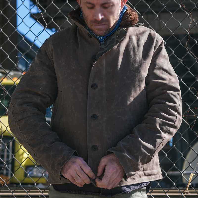 Herren Wachsjacke Vintage Norvielle Kunstpelz-Futter
