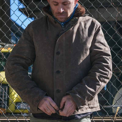 Herren Wachsjacke Vintage Norvielle Kunstpelz-Futter