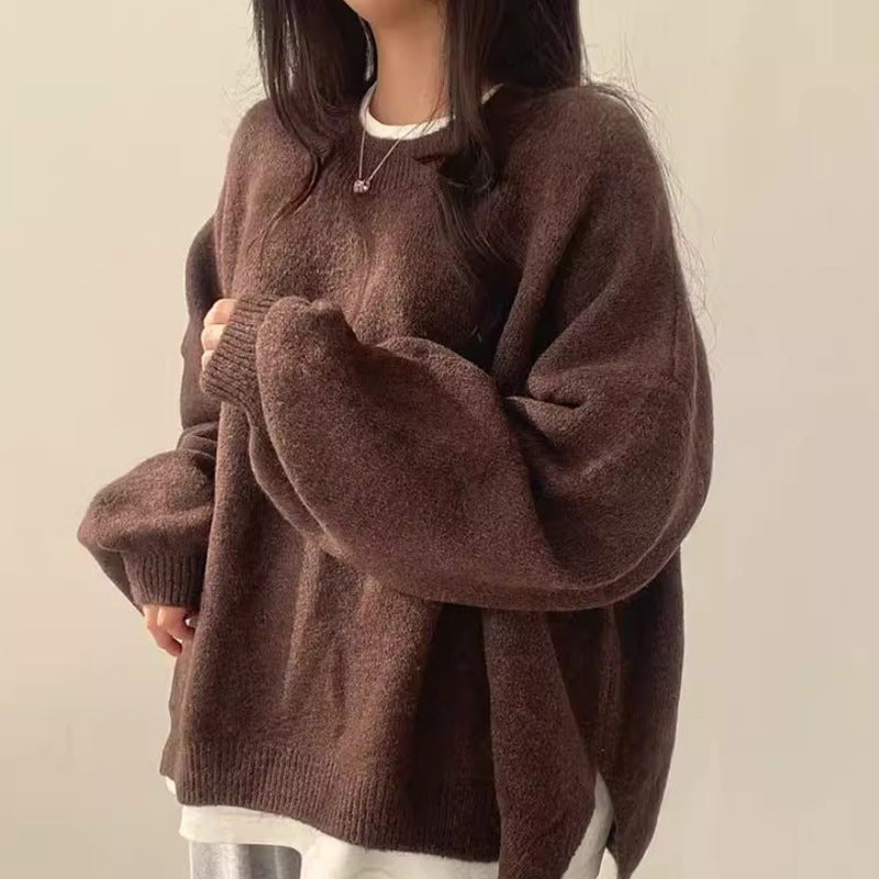Damen Oversized Strickpullover Weite Ärmeln Lässiger Schnitt Norvielle